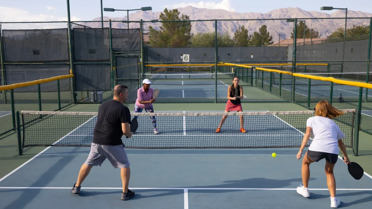 People playing pickleball