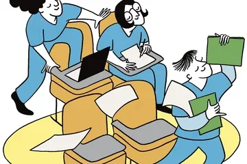 An illustration of nursing students in the classroom