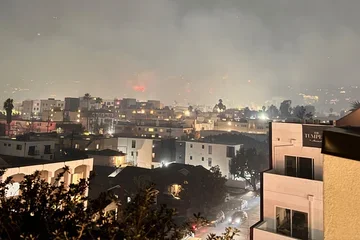 An aerial view of the fires in Los Angeles