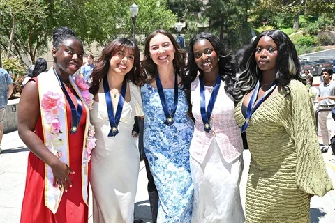 5 UCLA nursing students at the 2026 Blue & Gold Ceremony