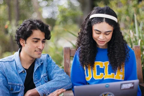 Students looking at a computer screen