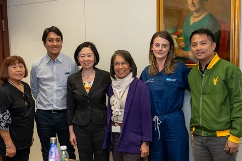 Visitors from Far Eastern university posing for a photo with UCLA Nursing faculty and staff