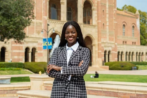 Chilungamo M’manga posing for a photo on the UCLA campus