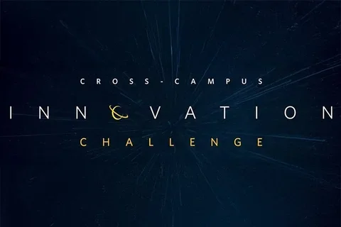 Cross-campus innovation challenge logo on a blue background