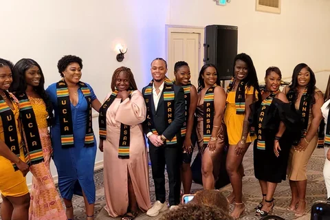 A group of UCLA Nursing students, all part of the PANSAA organization, posing for a photo