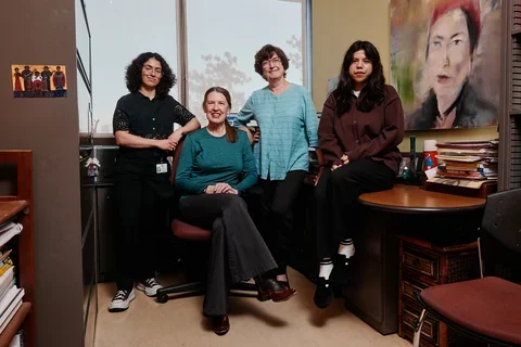 Dr. MarySue Heilemann’s research team, left to right: Katherine Boiton Rodriguez, Heilemann, Mary-Lynn Brecht, and Daniela Flores Romero
