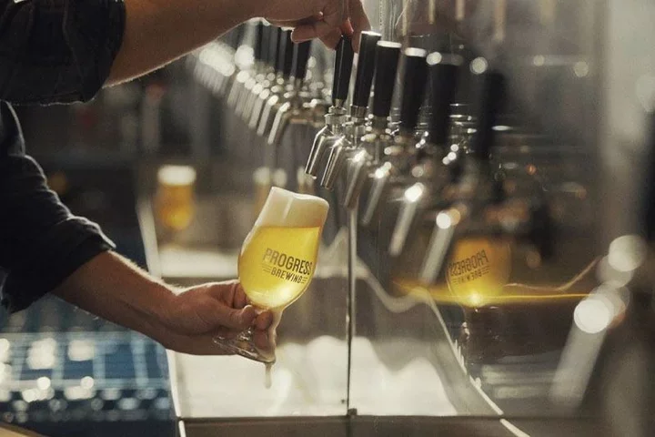 A person pouring a beer from a tap