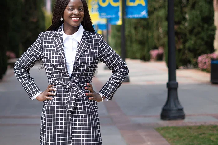 Chilungamo M’manga posing for a photo on the UCLA campus