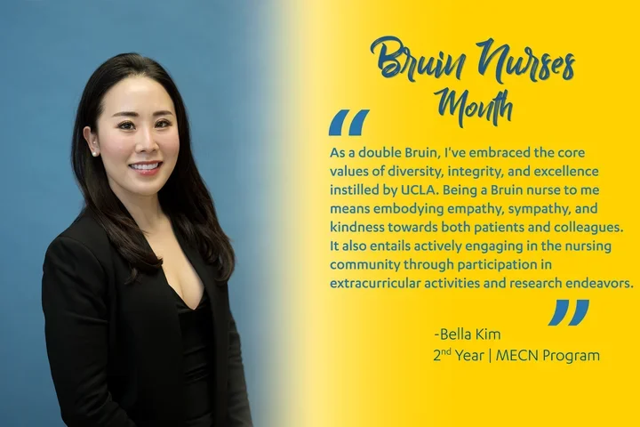 A graphic featuring nursing student Bella Kim