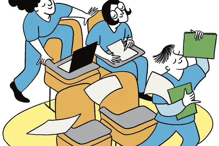 An illustration of nursing students in the classroom