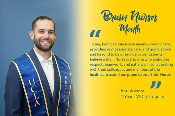 A graphic featuring nursing student Joseph Meza