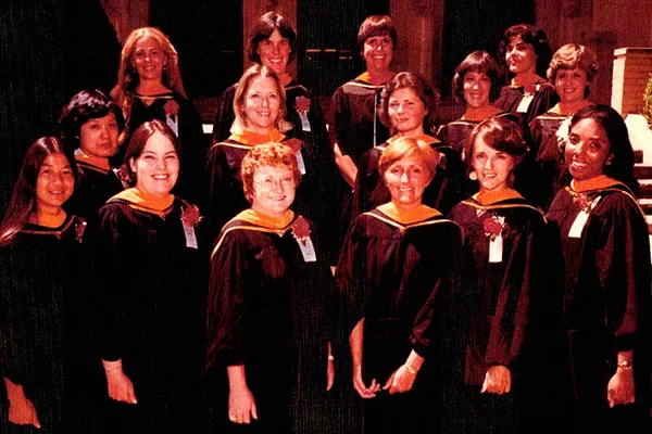 Shirley St. Amand standing with a group of women