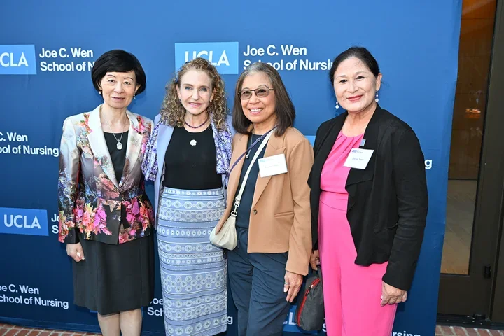 Dean Lin Zhan with Dr. Felicia Knaul, Dr. Emma Cuenca, and Dr. Glenda Totten