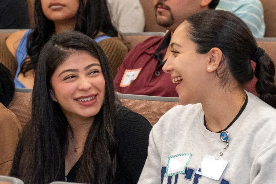 Students talking to one another at the New Student Welcome