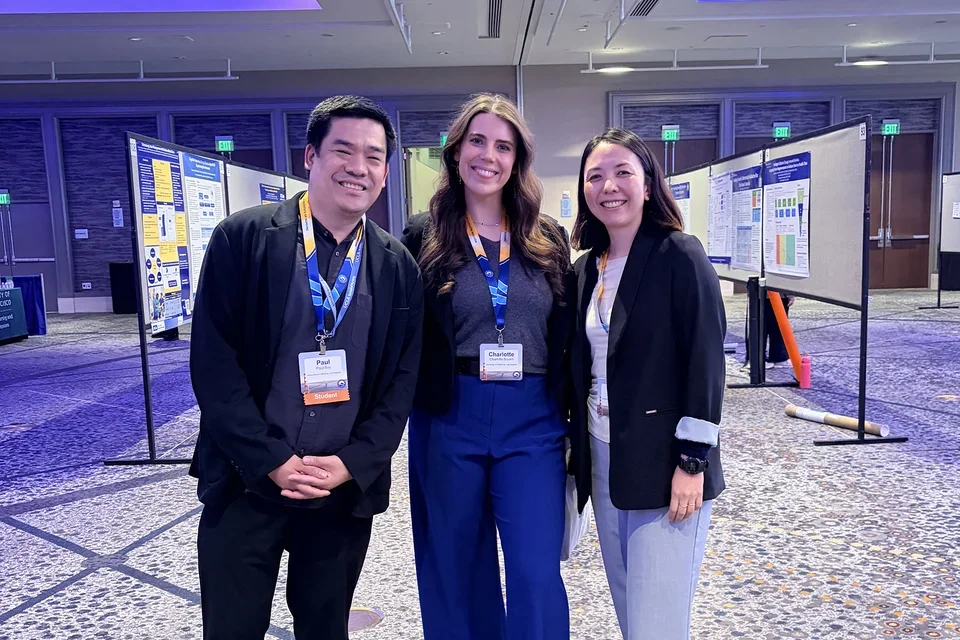Doctoral students Paul Boy, Charlotte Bryant, and Yuka Imai at the 2026 WIN Conference.