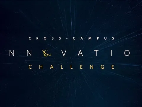 Cross-campus innovation challenge logo on a blue background