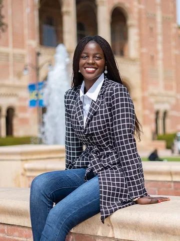 Chilungamo M’manga posing for a photo on the UCLA campus