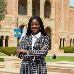 Chilungamo M’manga posing for a photo on the UCLA campus