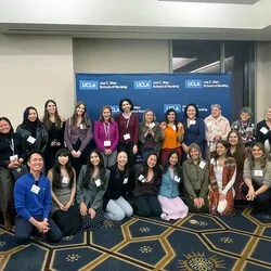 The group of faculty, staff, and alumni at the 2025 UCLA Nursing Doctoral Friendsgiving.