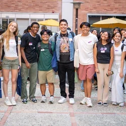 Nursing students posing for a photo at the Student Org fair