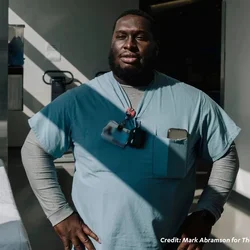 Patrick Hill in a hospital room