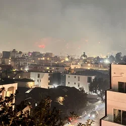 An aerial view of the fires in Los Angeles