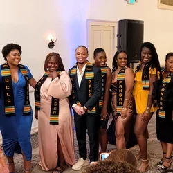 A group of UCLA Nursing students, all part of the PANSAA organization, posing for a photo