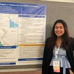 Nursing student Sarah Oung with her research poster.