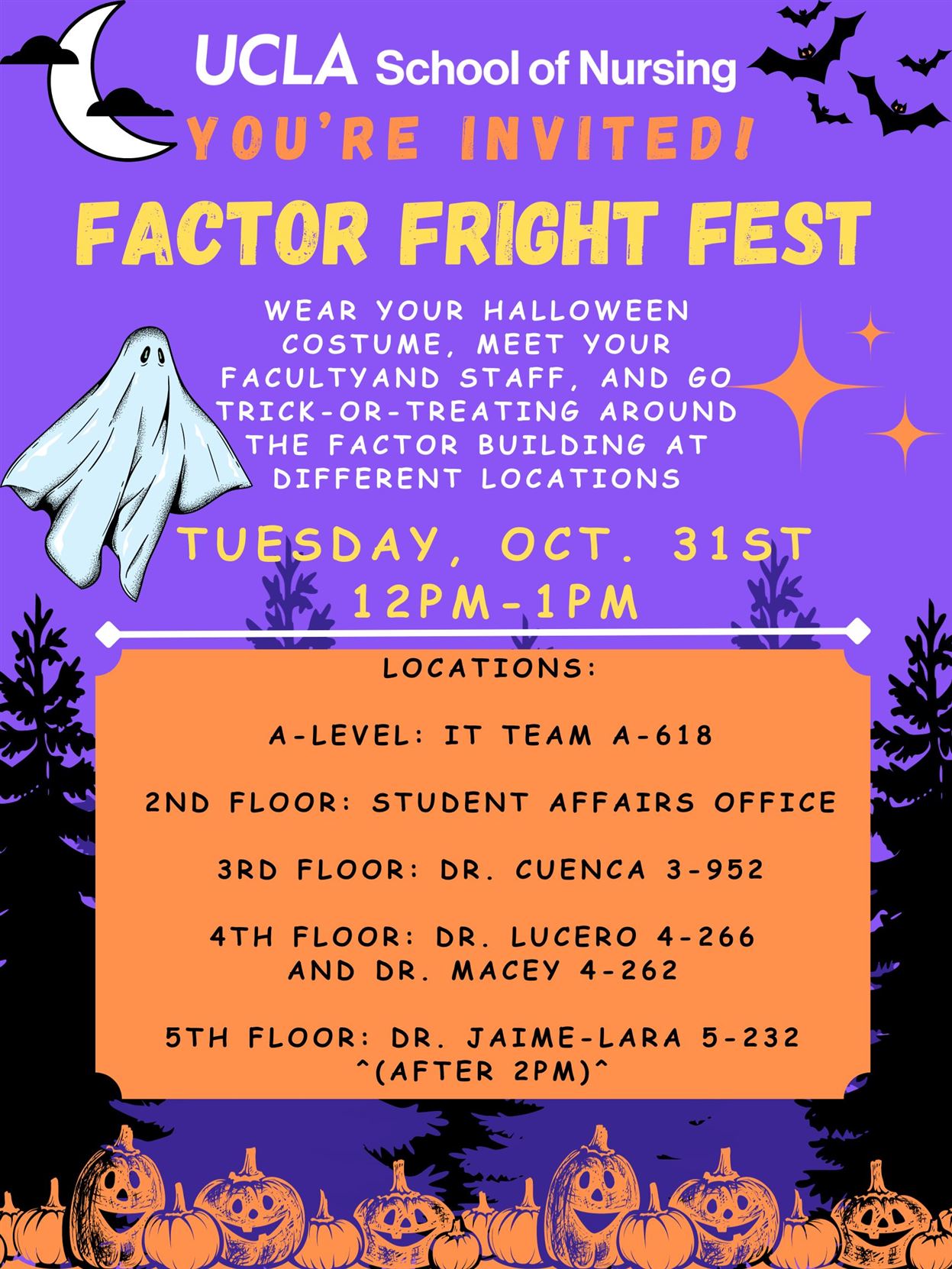 You're invited to the Factor Frigth Fest on Tuesday, October 31st from 12 to 1pm