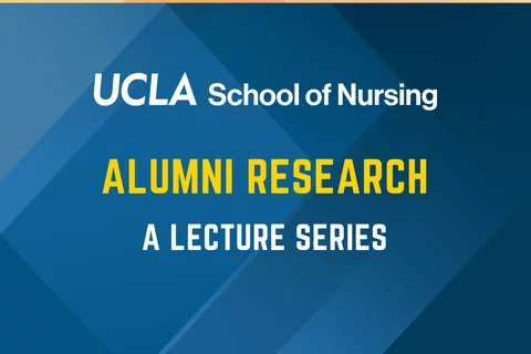 A graphic with the nursing logo and the text alumni research a lecture series