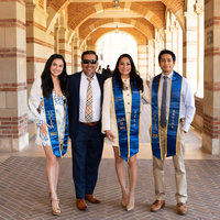 UCLA Nursing DNP student Stephanie Betancourt with her family at Royce Hall