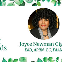 A graphic showing Joyce Newman Giger, a 2022 Living Legend