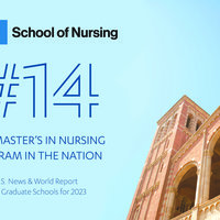 A graphic showing the UCLA Scohol of Nursing's #14 ranking in the latest rankings