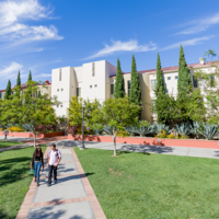 UCLA students walking near campus housing